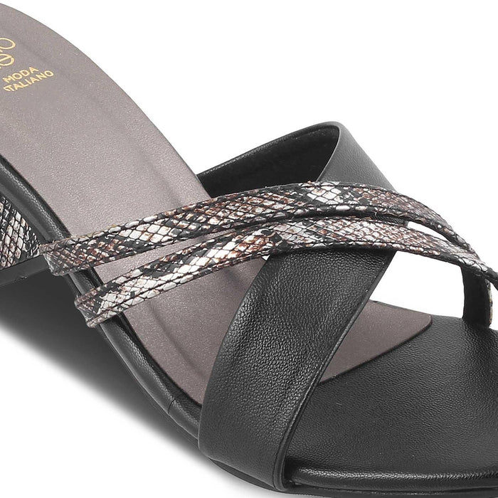 The Stripblock Black Women's Dress Block Heel Sandals Tresmode - Tresmode