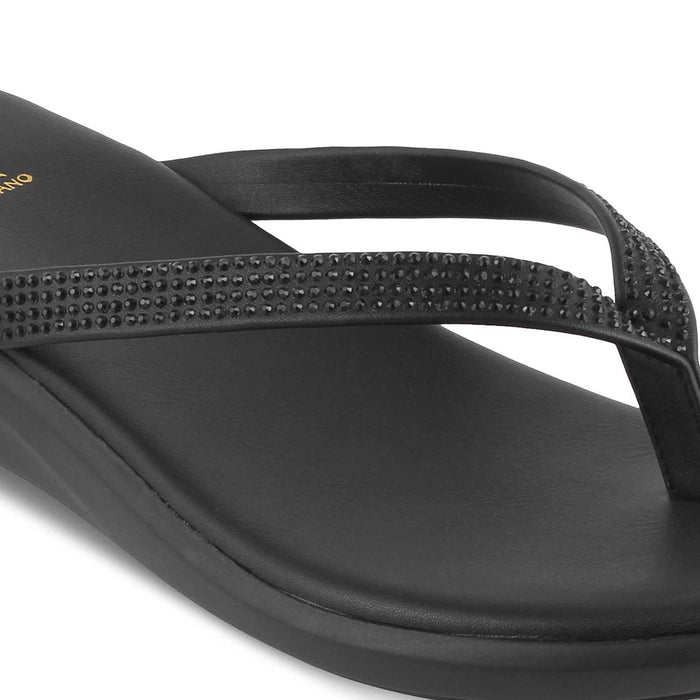 The Victoria Black Women's Casual Wedge Sandals Tresmode - Tresmode