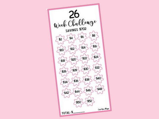26 Weeks Challenge | Savings Insert or Cash Envelope | Square | 702