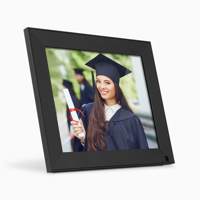 aluratek 9-inch touchscreen wifi digital photo frame motion sensor 16gb angle