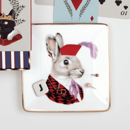 Berkley Bestiary Jack Rabbit Square Tray Porcelain Trays Galison
