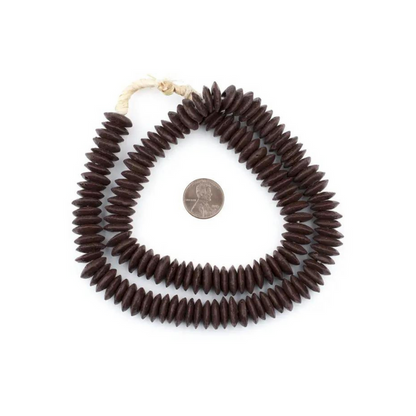 Brown Ashanti Glass Saucer Beads