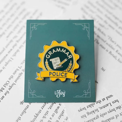 Grammar Police Badge Enamel Pin