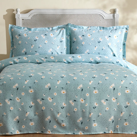 Karaca Home Daisy : Ensemble de Couvre-lit Double 100 % Coton - Mint