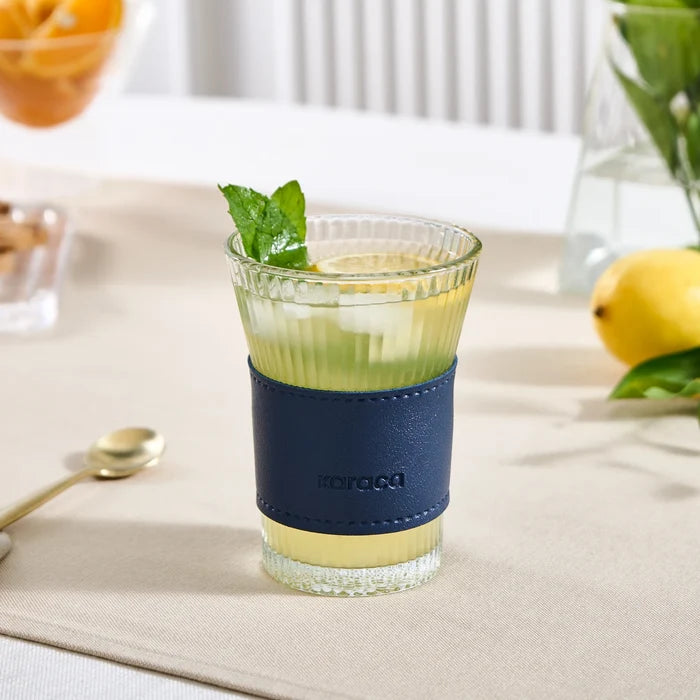 Karaca Leather Cool Touch Verre à Latte 210 ml Bleu Marine