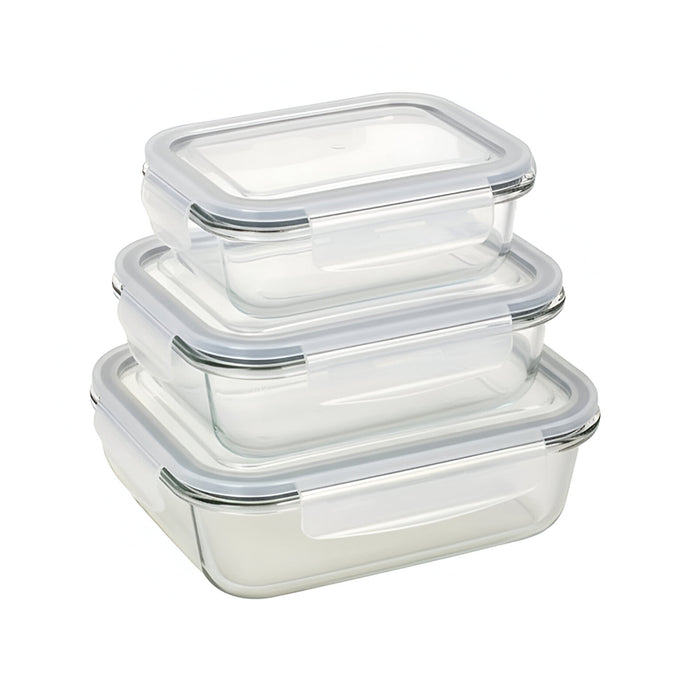 Milex 3-Piece Locking Snap Lid Glass Container Set – Glass Food Storage Containers
