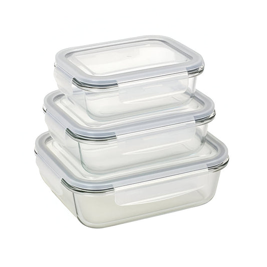 Milex 3-Piece Locking Snap Lid Glass Container Set – Glass Food Storage Containers