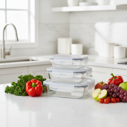 Milex 3-Piece Locking Snap Lid Glass Container Set – Glass Food Storage Containers