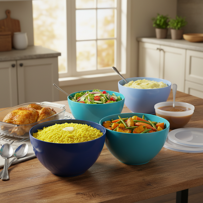 Milex 5-Piece Salad Bowl Set – Nesting Mixing & Serving Bowls with Silicone Lids