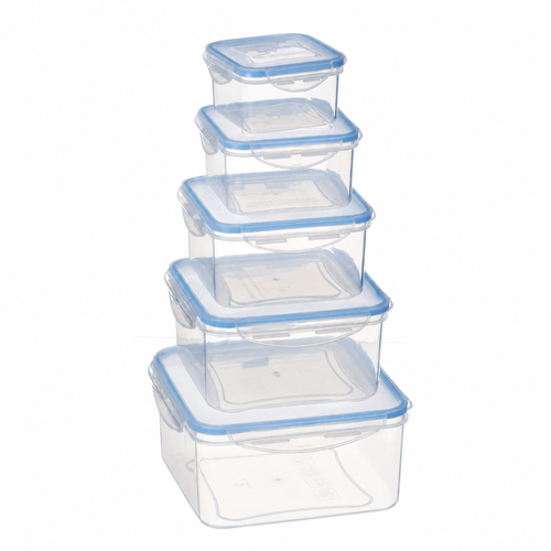 Milex 5-Piece Square Container Set – Airtight Food Storage Containers