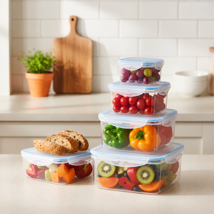 Milex 5-Piece Square Container Set – Airtight Food Storage Containers