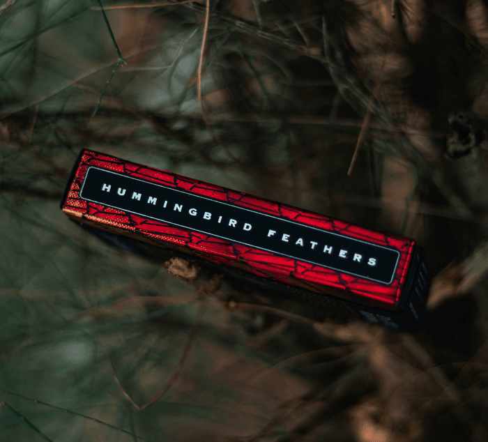 Red Marvelous Hummingbird Feathers Playing Cards Playing Cards by Marvelous Decks Playing Cards
