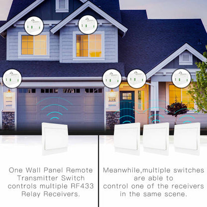 Smart RF433 Transmitter Push Button Switch Multi-Control Self-powered EU