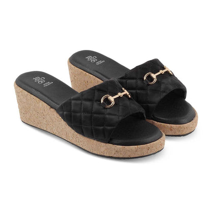 The Ela Black Women's Casual Wedge Sandals Tresmode - Tresmode