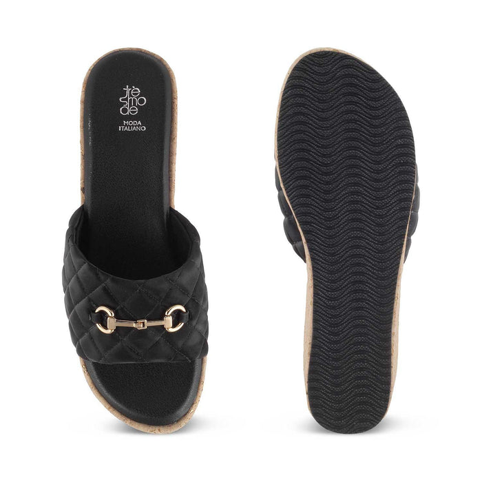 The Ela Black Women's Casual Wedge Sandals Tresmode - Tresmode