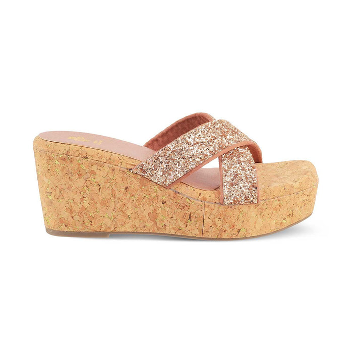 The Floren Champagne Women's Dress Wedge Sandals Tresmode - Tresmode