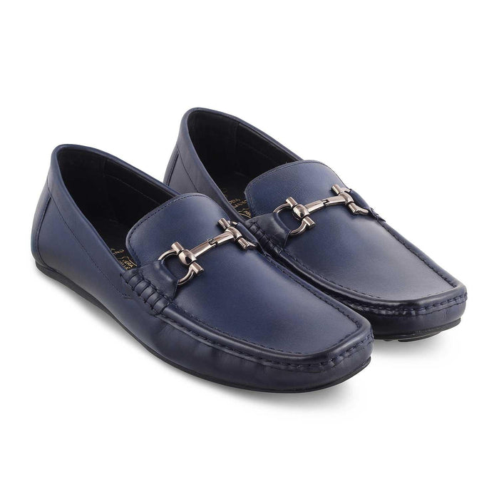 The Milane Blue Men's Leather Loafers Tresmode - Tresmode