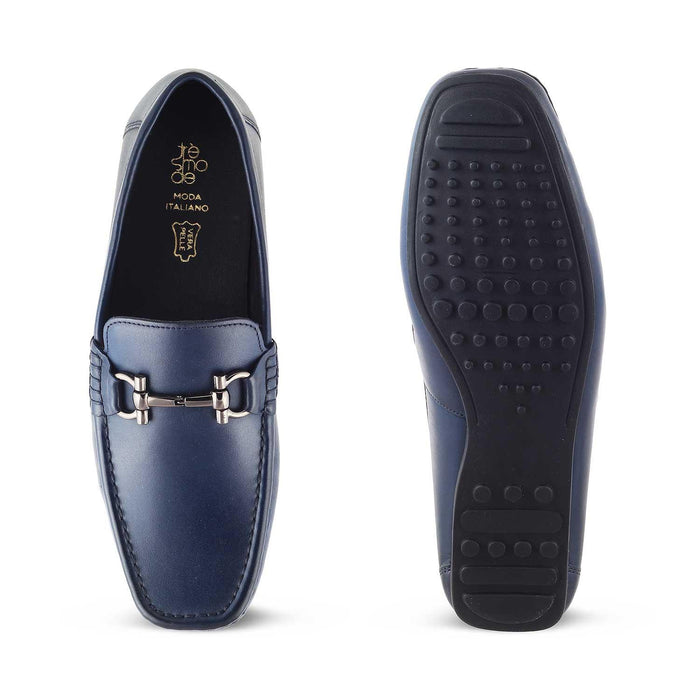 The Milane Blue Men's Leather Loafers Tresmode - Tresmode
