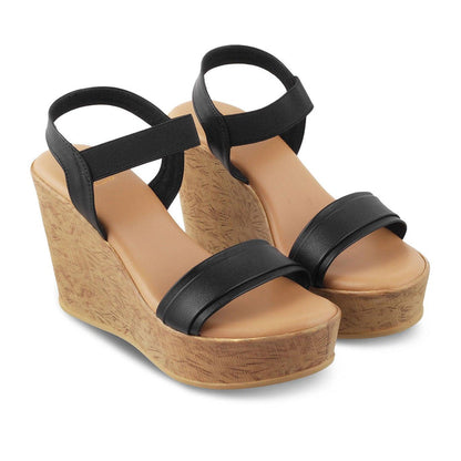 The Parigi Black Women's Dress Wedge Sandals Tresmode - Tresmode