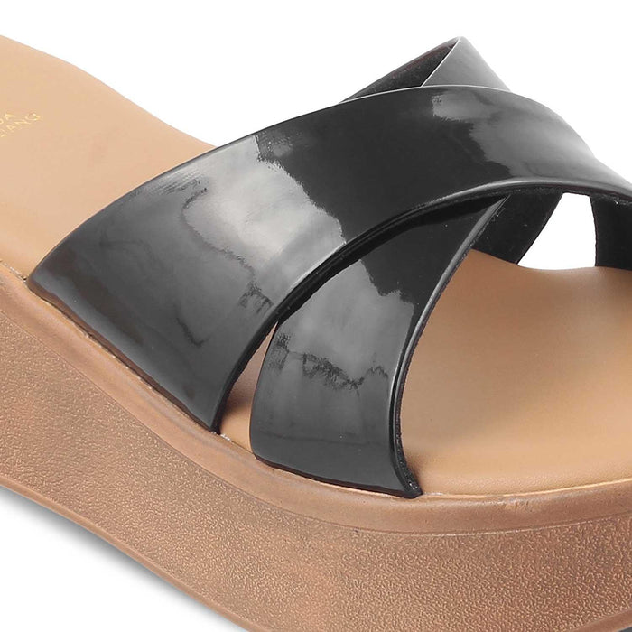 The Simedge Black Women's Dress Wedge Sandals Tresmode - Tresmode
