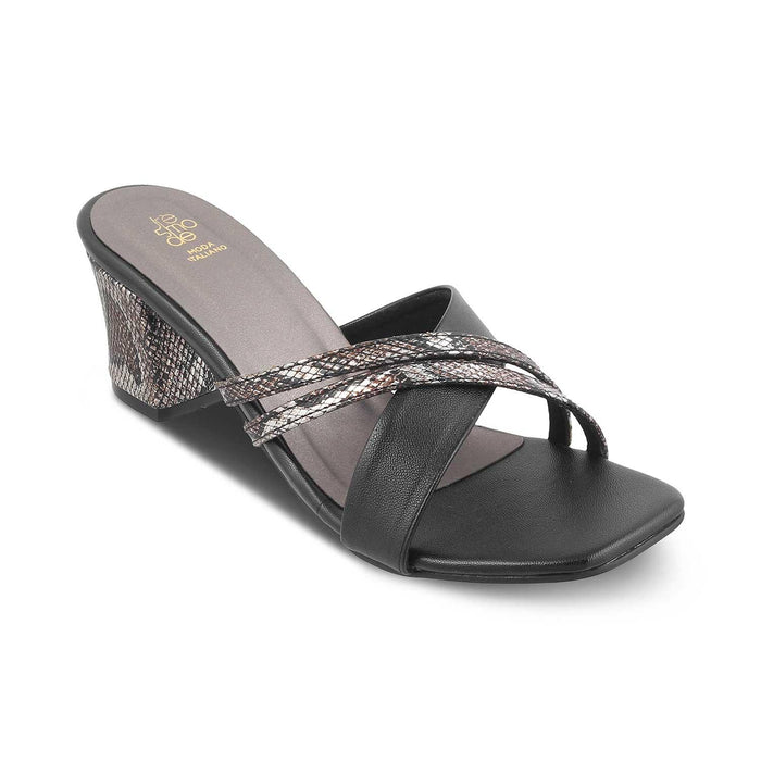 The Stripblock Black Women's Dress Block Heel Sandals Tresmode - Tresmode