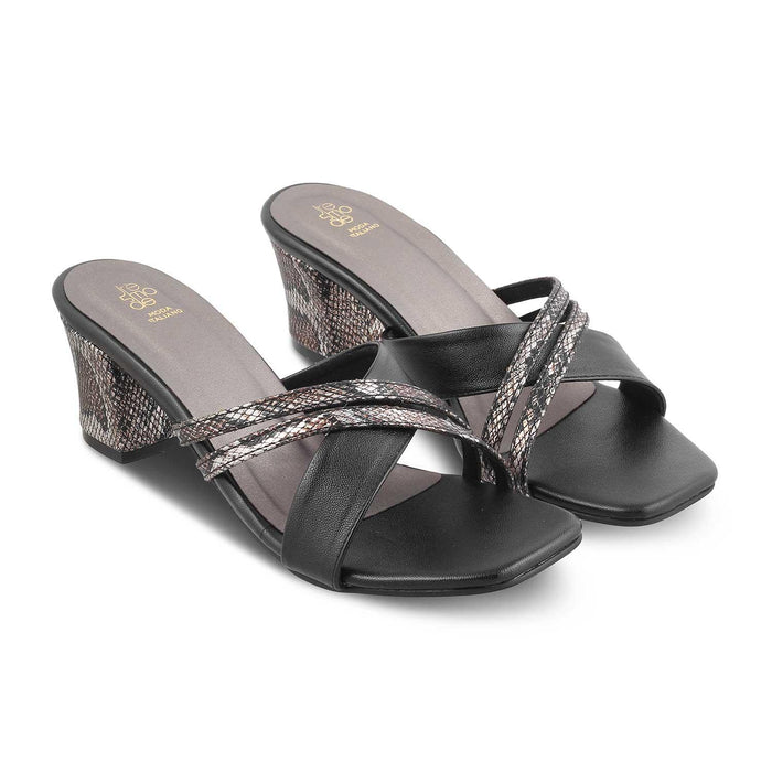 The Stripblock Black Women's Dress Block Heel Sandals Tresmode - Tresmode