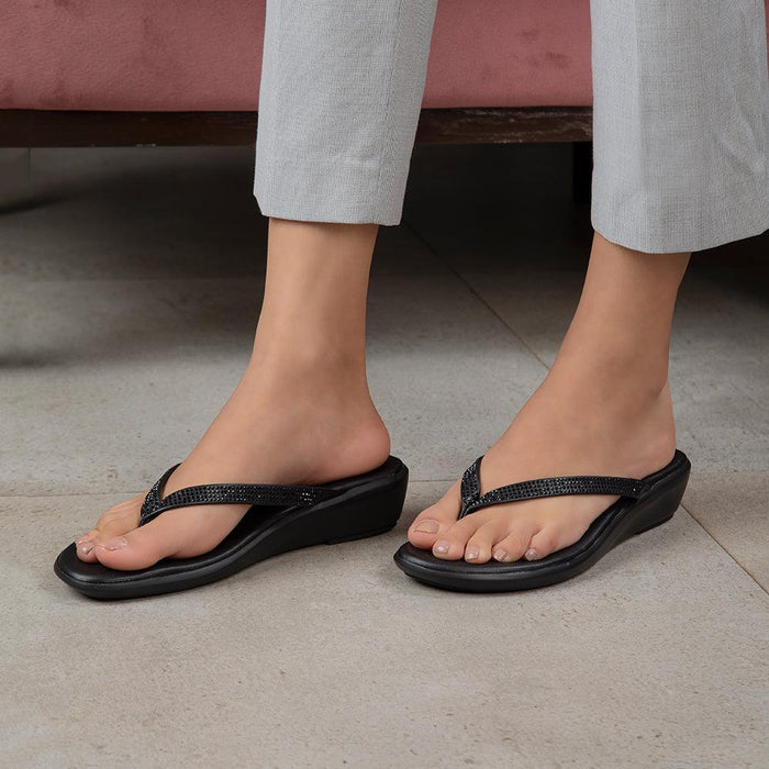 The Victoria Black Women's Casual Wedge Sandals Tresmode - Tresmode