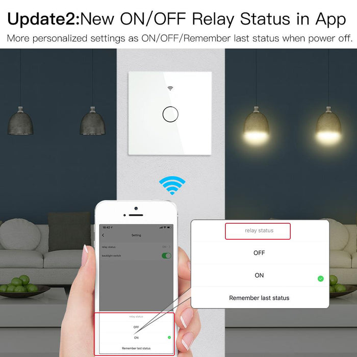 More personalized settings as ON/OFF/Remember last status when power off. - Moes