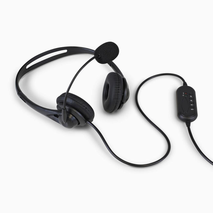 Aluratek Wired USB Stereo Headset Noise Reducing Mic Side Angle