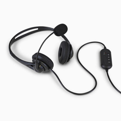 Aluratek Wired USB Stereo Headset Noise Reducing Mic Side Angle