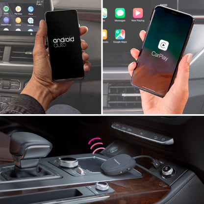Aluratek Wireless Adapter for Apple CarPlay Android Auto Angle lifestyle Car Connections